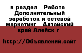 в раздел : Работа » Дополнительный заработок и сетевой маркетинг . Алтайский край,Алейск г.